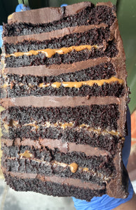 Chocolate Cinnamon Caramel Fudge Cake ^