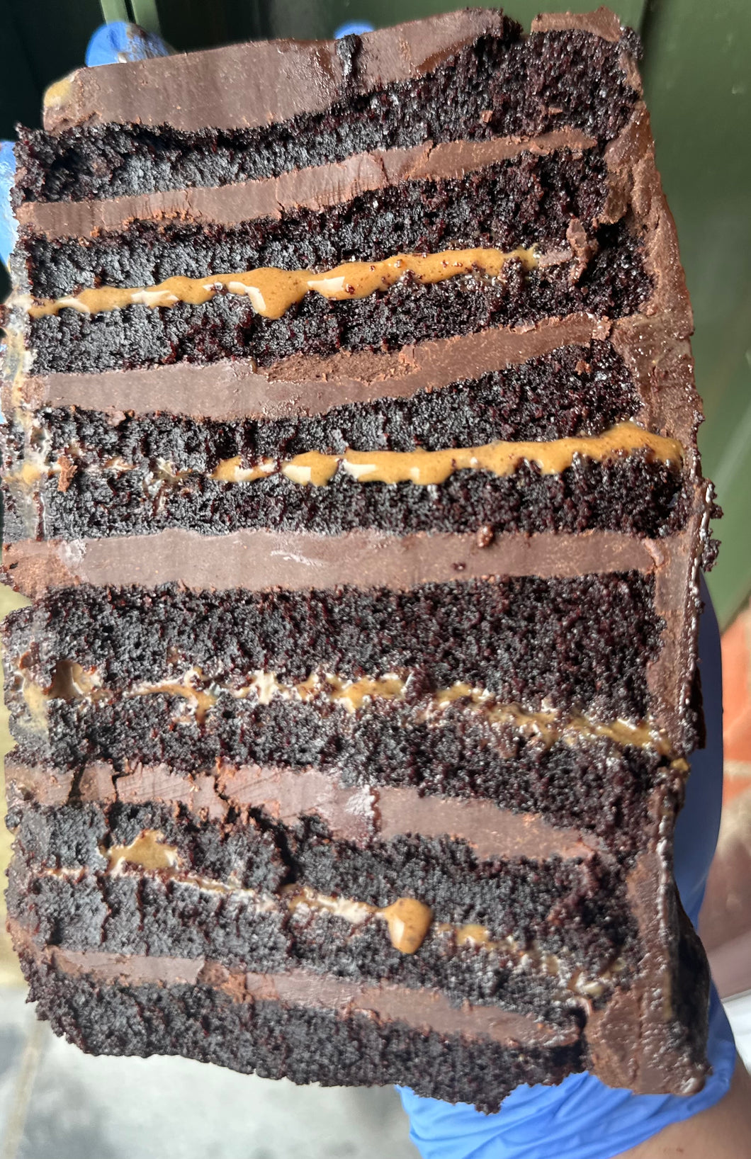 Chocolate Cinnamon Caramel Fudge Cake ^