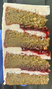 Pistachio, White Chocolate & Raspberry Cake ^*